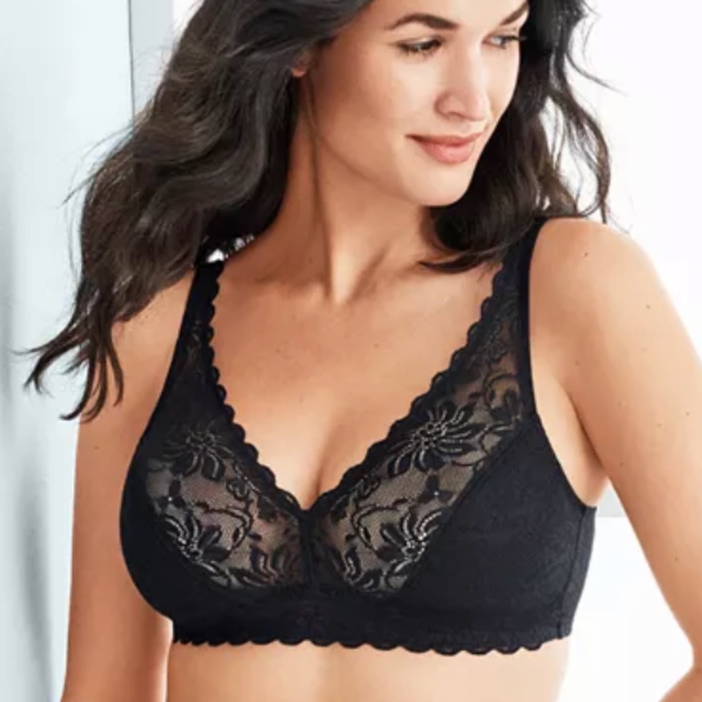 Wacoal Soft Sense Lace Mesh Bralette - Black - Size XL